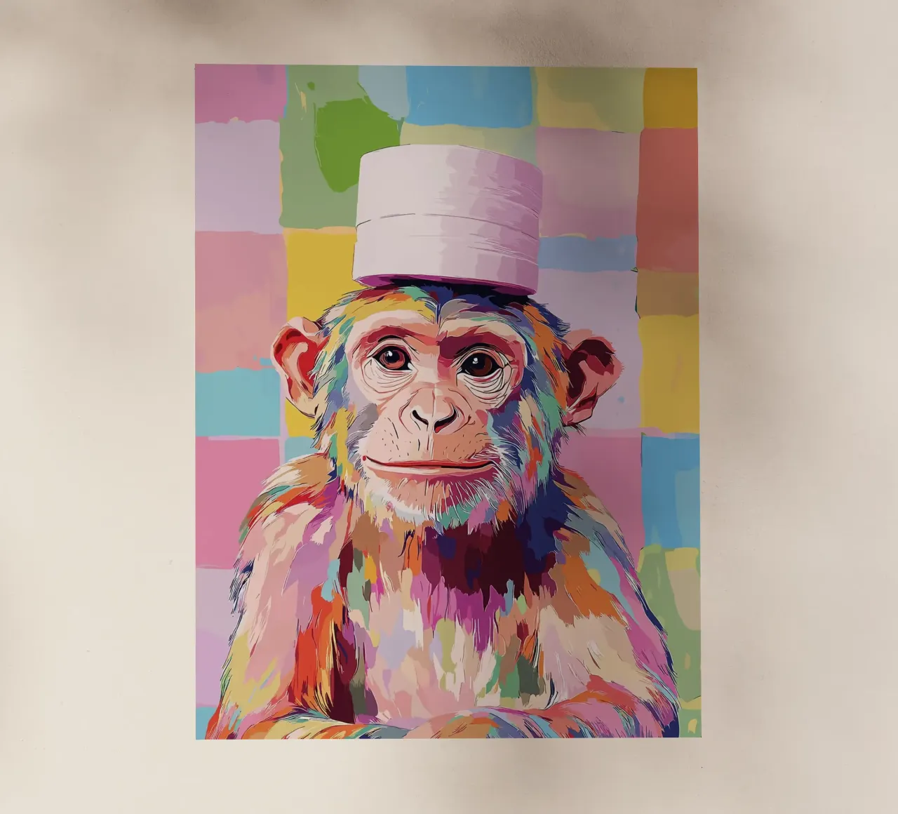 Scimmia colorata con cappello di carta igienica pellicola backlit da JoyWalkerShop