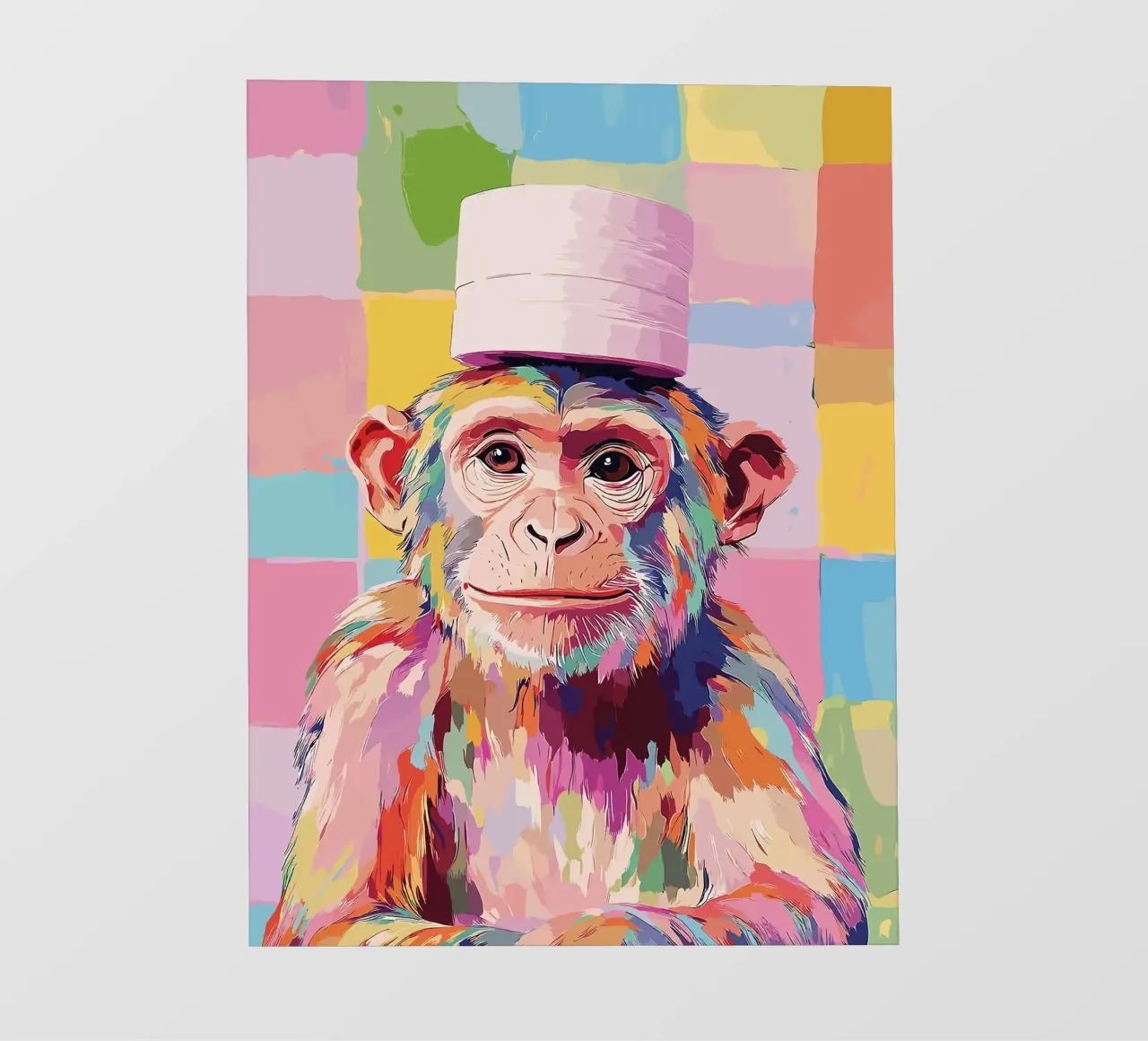 Scimmia colorata con cappello di carta igienica telo in pvc da JoyWalkerShop