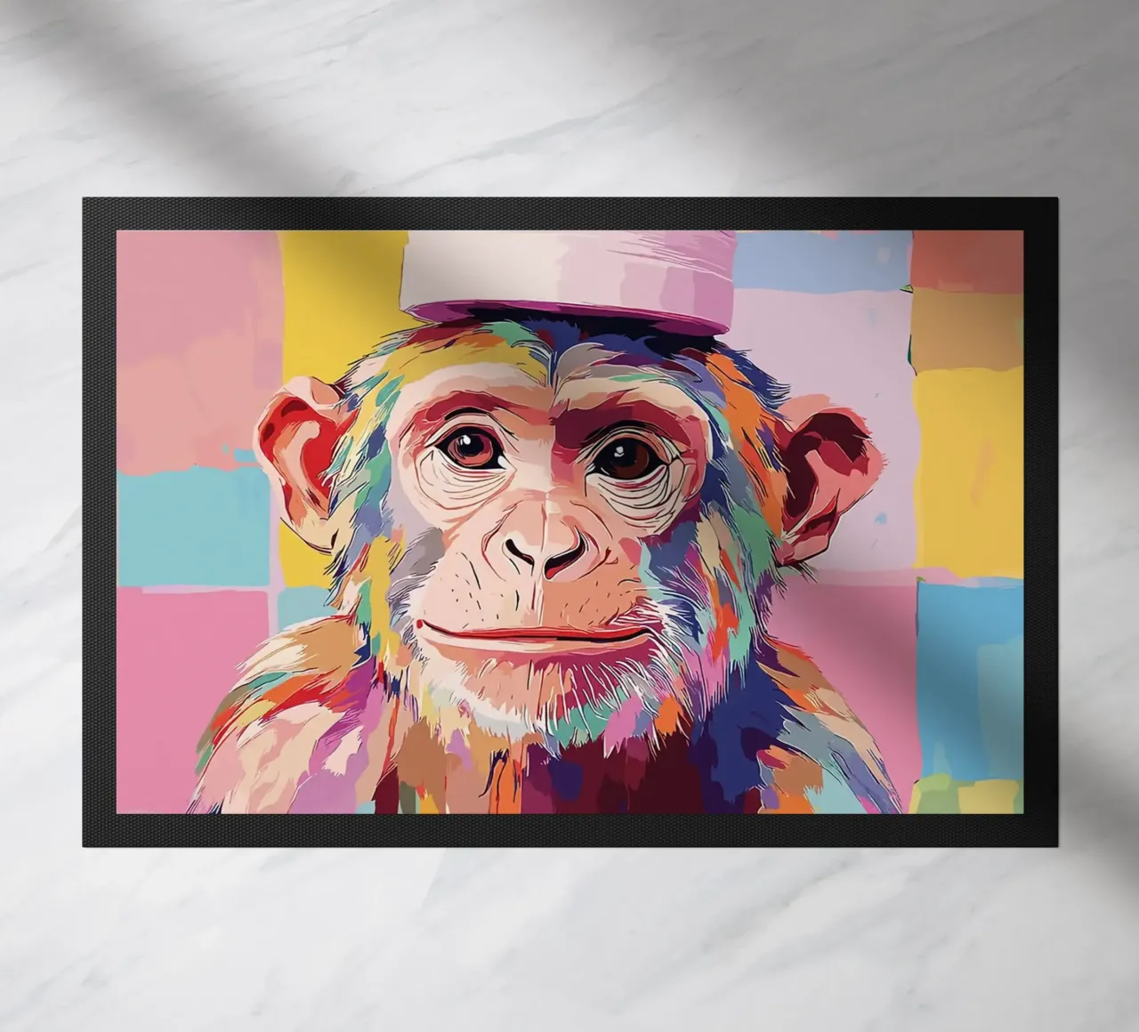 Scimmia colorata con cappello di carta igienica zerbino da JoyWalkerShop