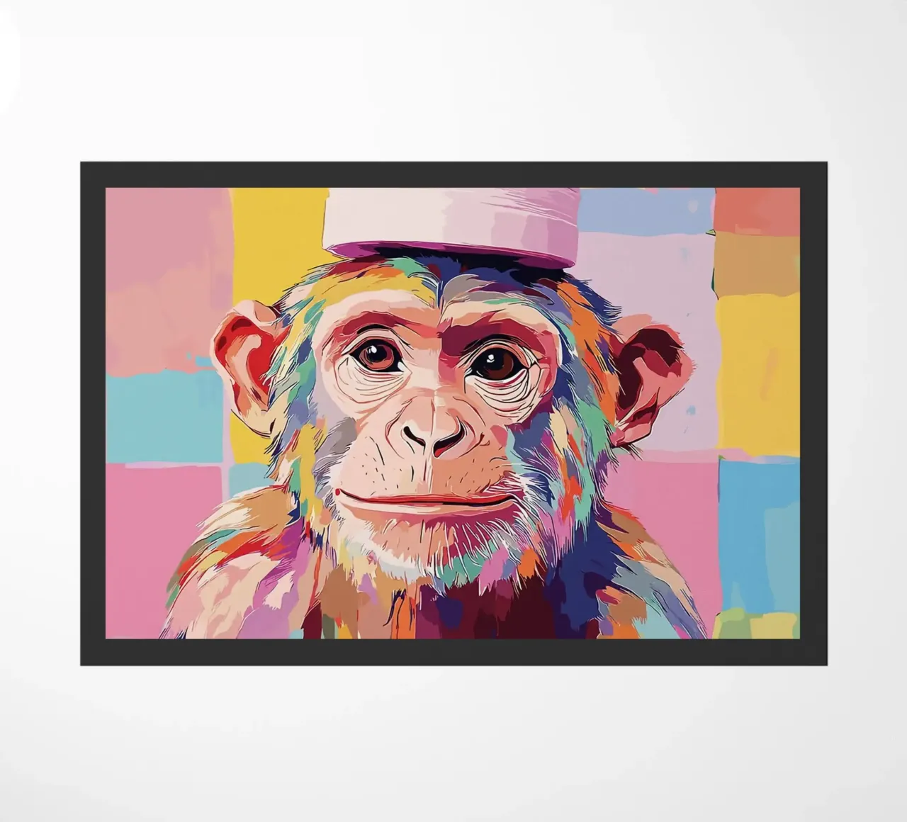 Scimmia colorata con cappello di carta igienica zerbino da JoyWalkerShop