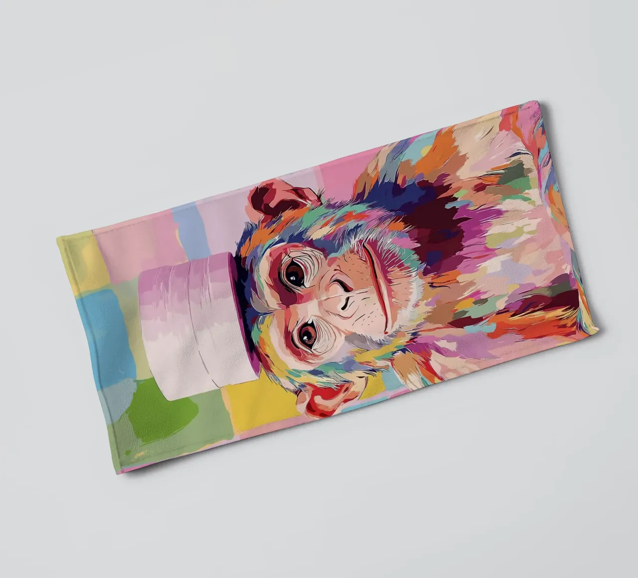 Scimmia colorata con cappello di carta igienica asciugamano da bagno da JoyWalkerShop