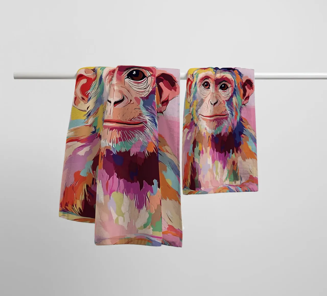 Scimmia colorata con cappello di carta igienica asciugamano da bagno da JoyWalkerShop