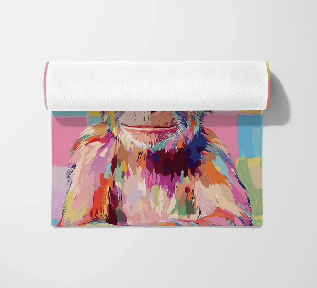 Scimmia colorata con cappello di carta igienica telo mare da JoyWalkerShop