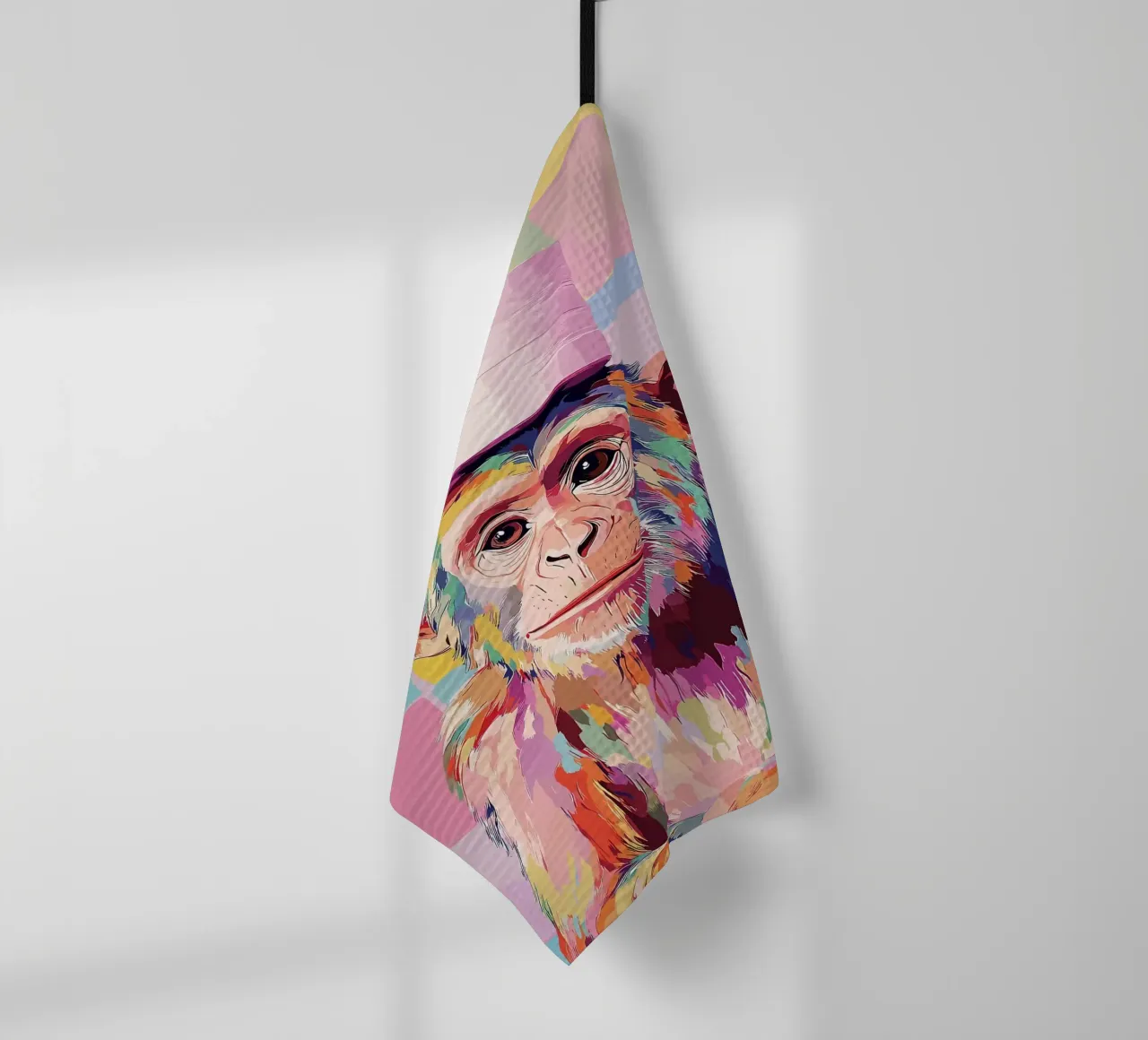 Scimmia colorata con cappello di carta igienica canovaccio da cucina da JoyWalkerShop