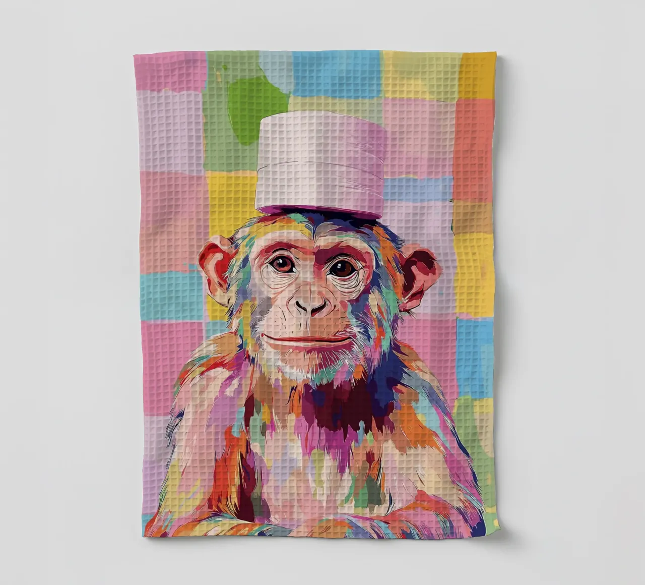 Scimmia colorata con cappello di carta igienica canovaccio da cucina da JoyWalkerShop