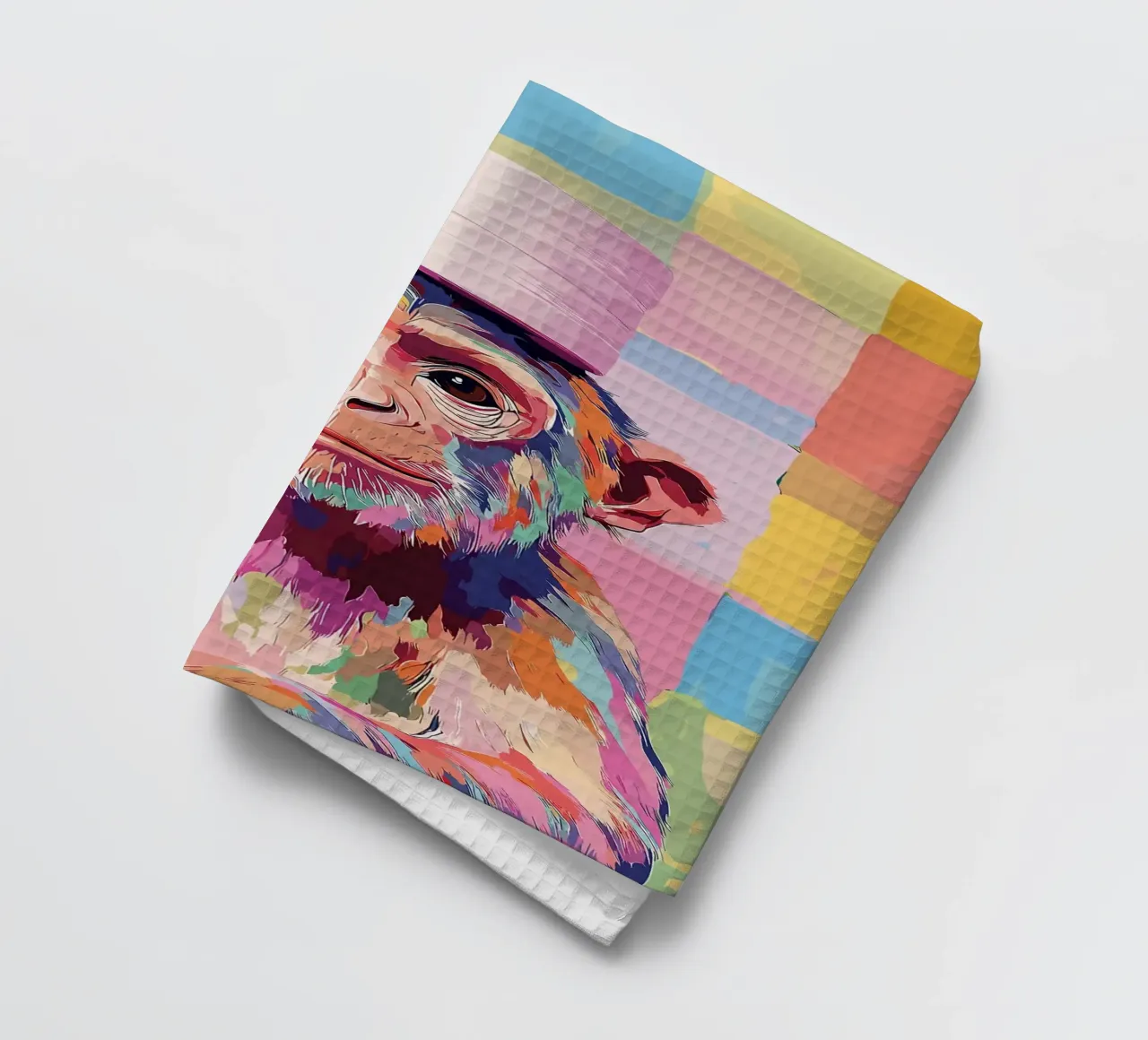 Scimmia colorata con cappello di carta igienica canovaccio da cucina da JoyWalkerShop