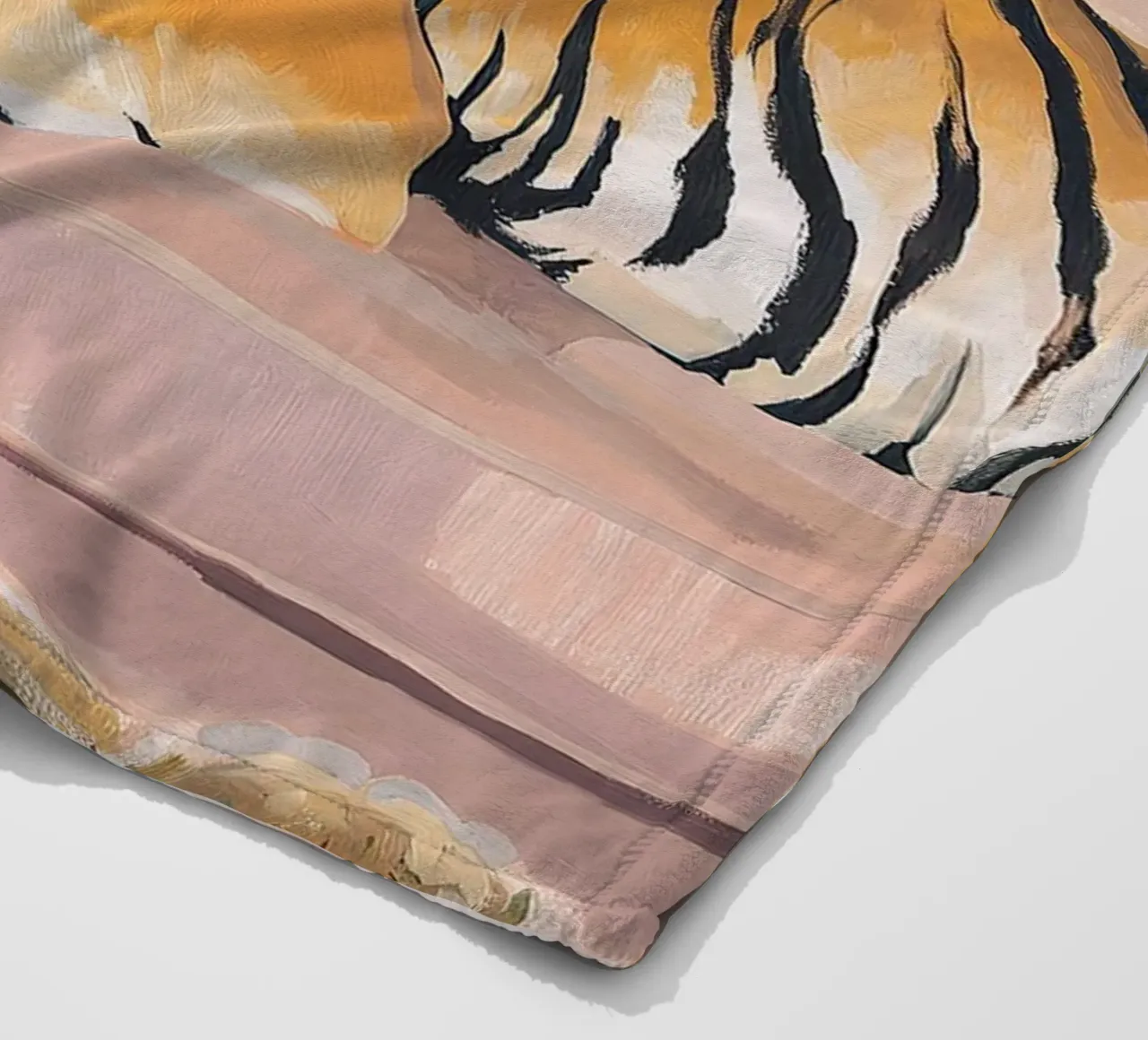 Tiger Sofa Pflanze Botanisch Rosa Ölgemälde Rosa Fleecedecke von Euphoria Theresa