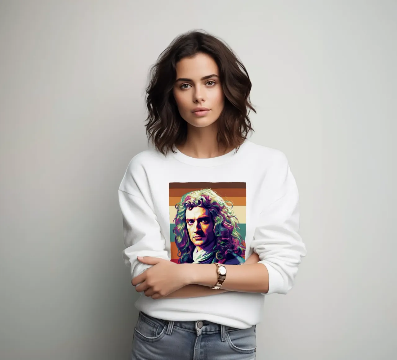 Retrato pop art de Isaac Newton sudadera de Hantamrata