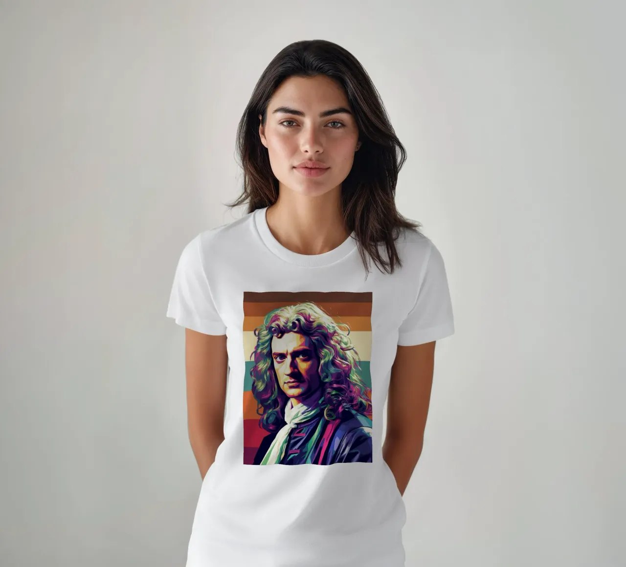 Ritratto pop art di Isaac Newton t-shirt da Hantamrata