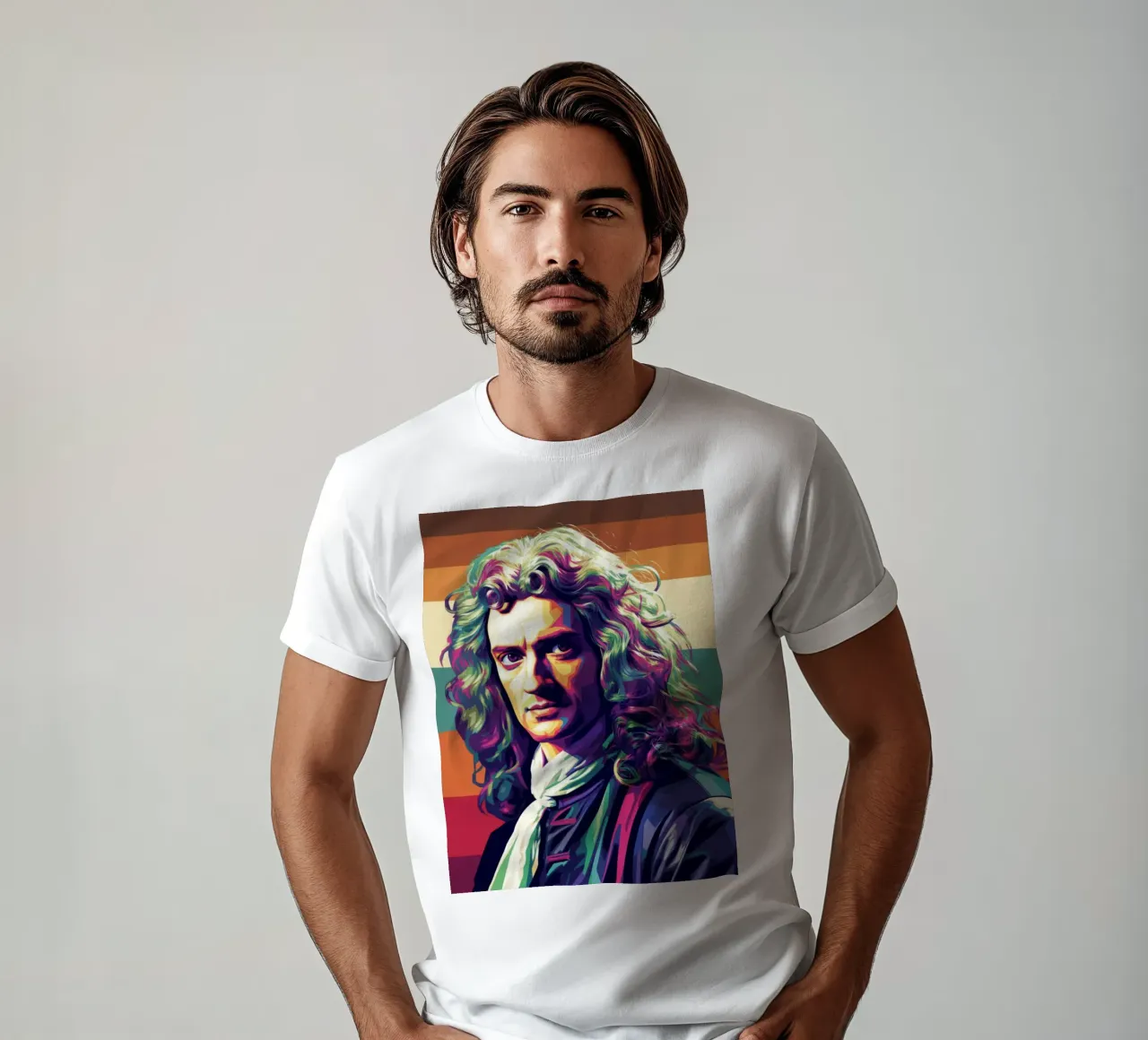 Ritratto pop art di Isaac Newton t-shirt da Hantamrata
