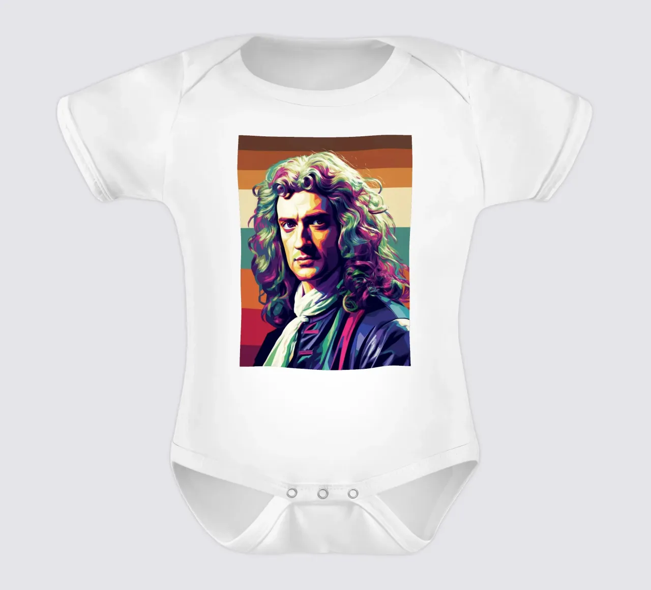 Ritratto pop art di Isaac Newton body neonato maniche corte da Hantamrata