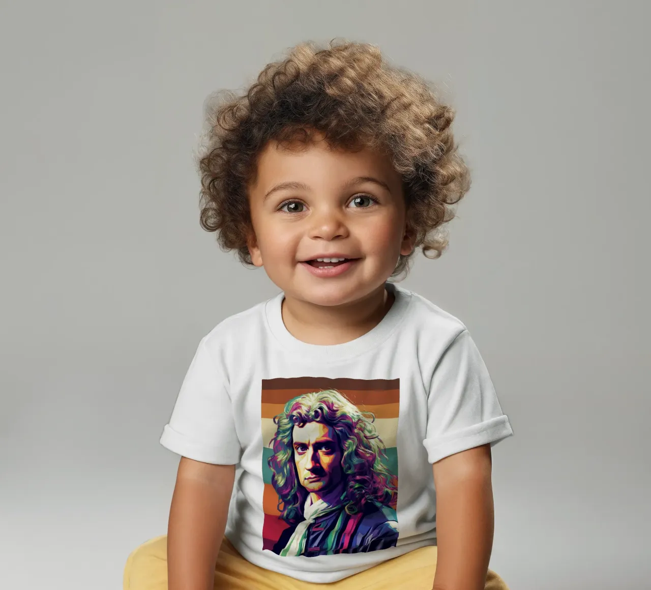 Ritratto pop art di Isaac Newton maglietta neonato da Hantamrata