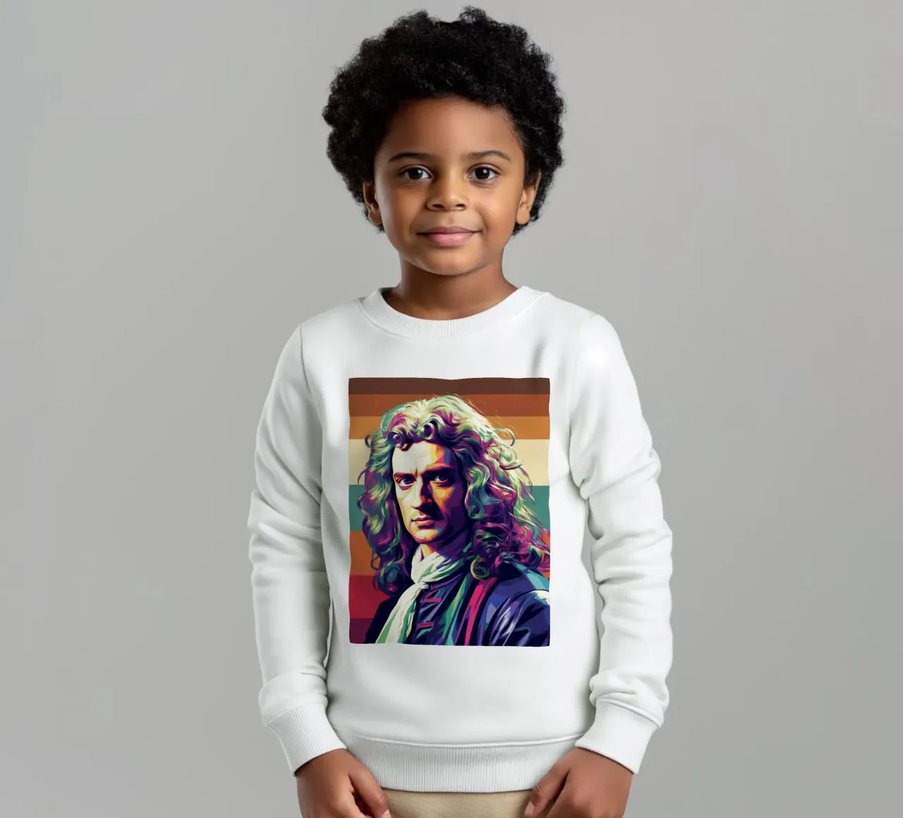 Ritratto pop art di Isaac Newton felpa bambino da Hantamrata