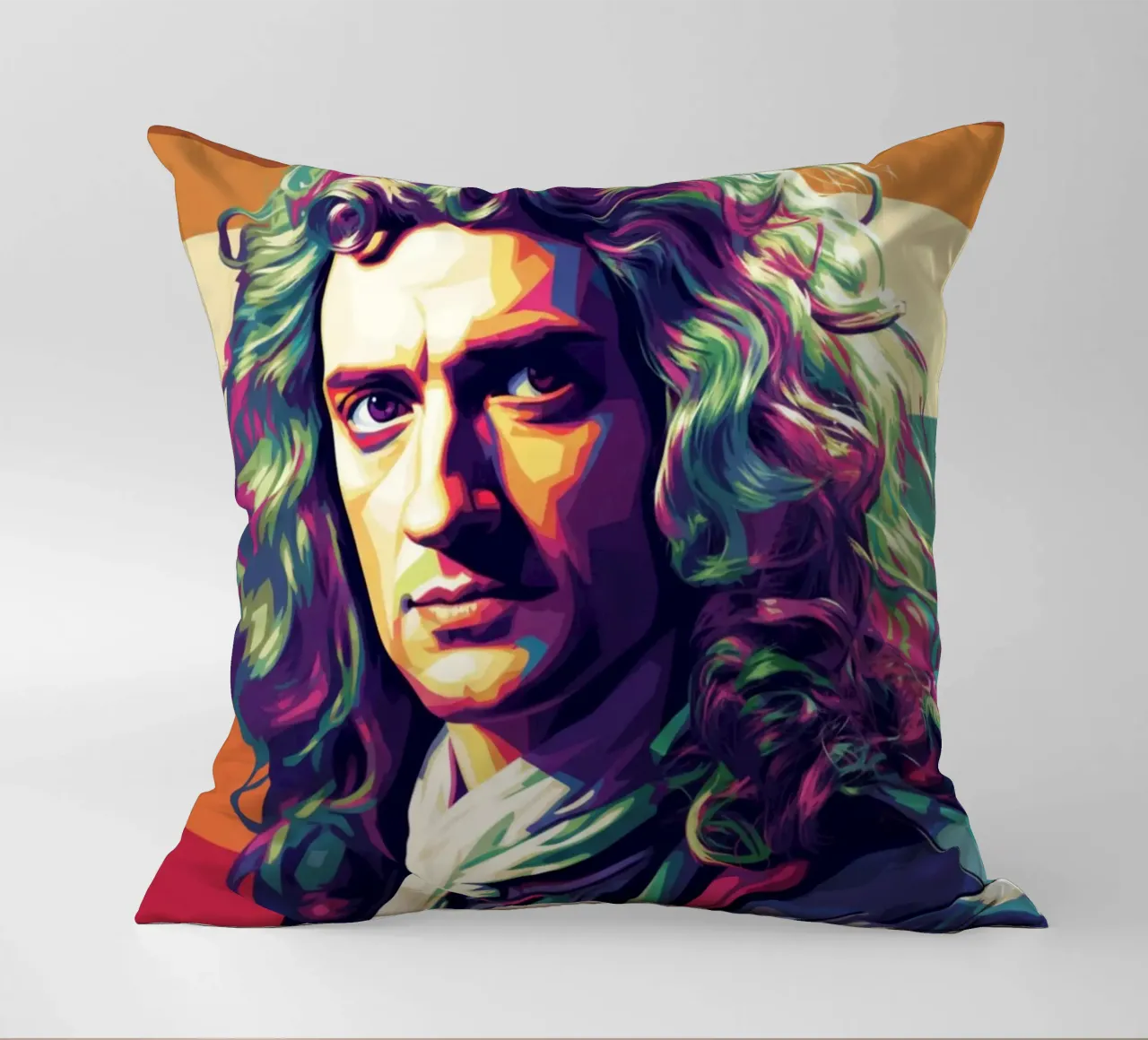 Ritratto pop art di Isaac Newton cuscino da Hantamrata