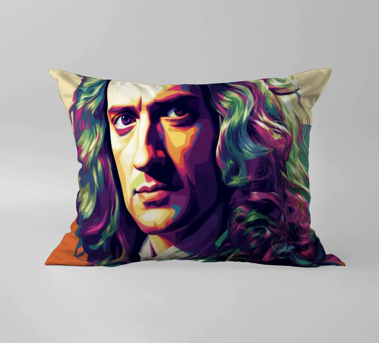 Ritratto pop art di Isaac Newton cuscino da Hantamrata