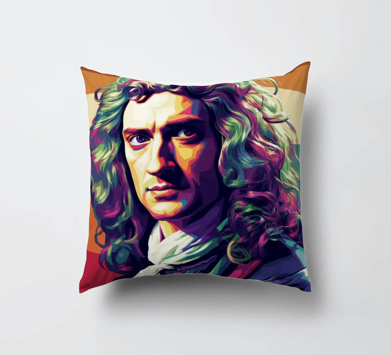 Ritratto pop art di Isaac Newton cuscino da Hantamrata