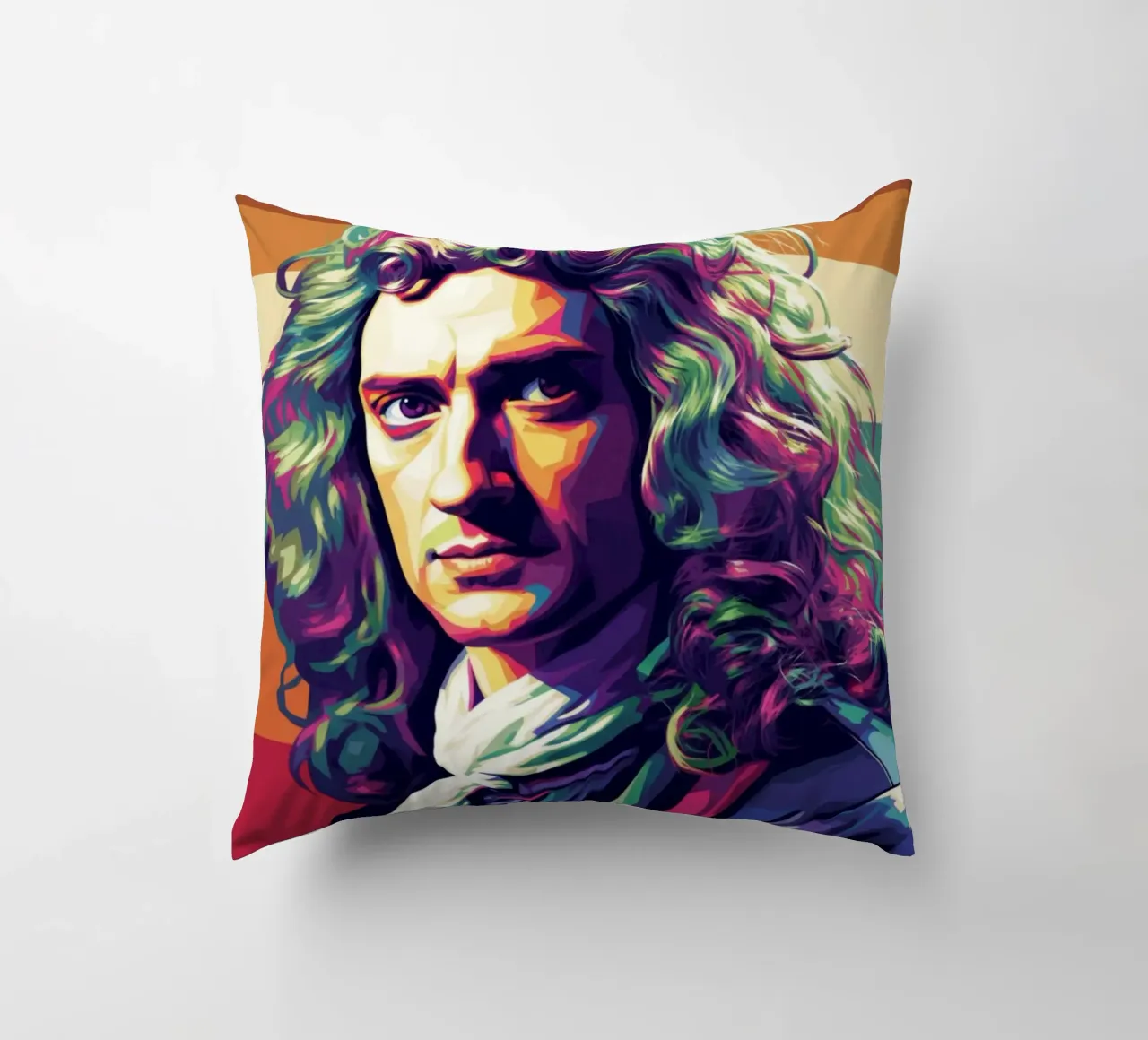 Ritratto pop art di Isaac Newton cuscino da Hantamrata