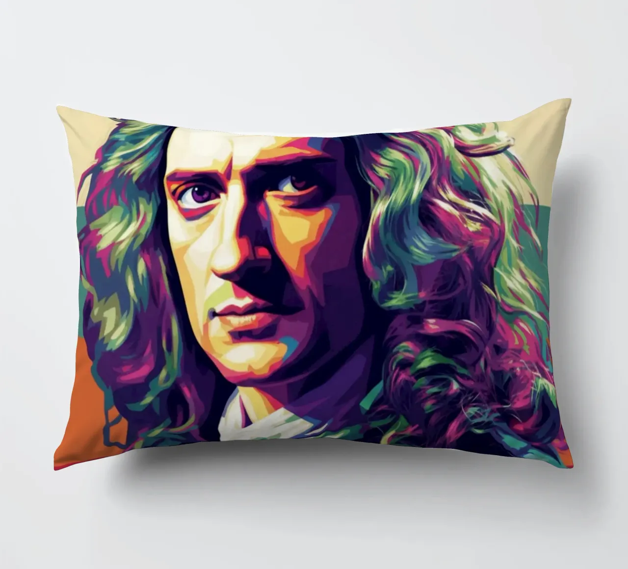 Ritratto pop art di Isaac Newton cuscino da Hantamrata
