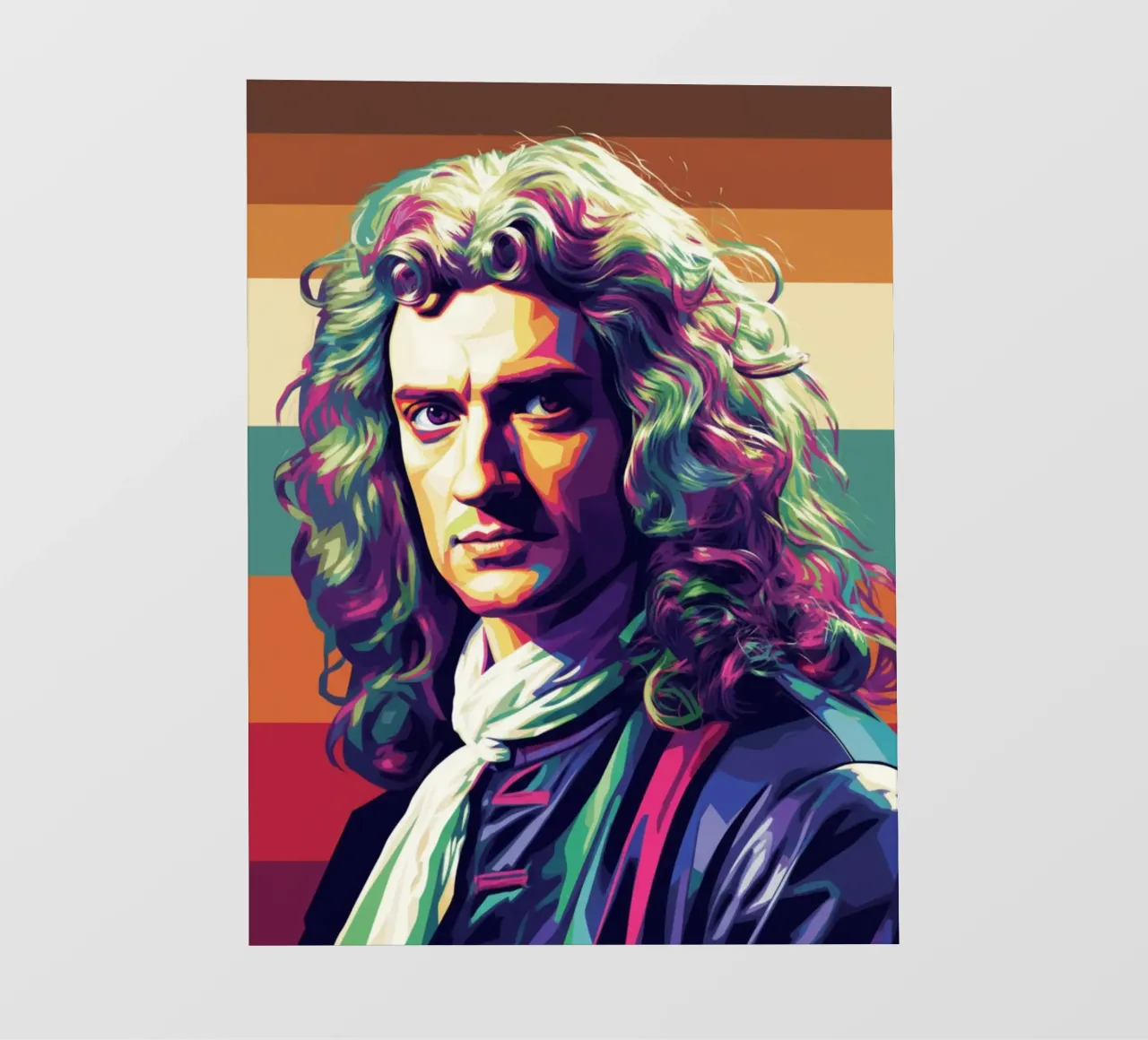 Ritratto pop art di Isaac Newton pellicola backlit da Hantamrata