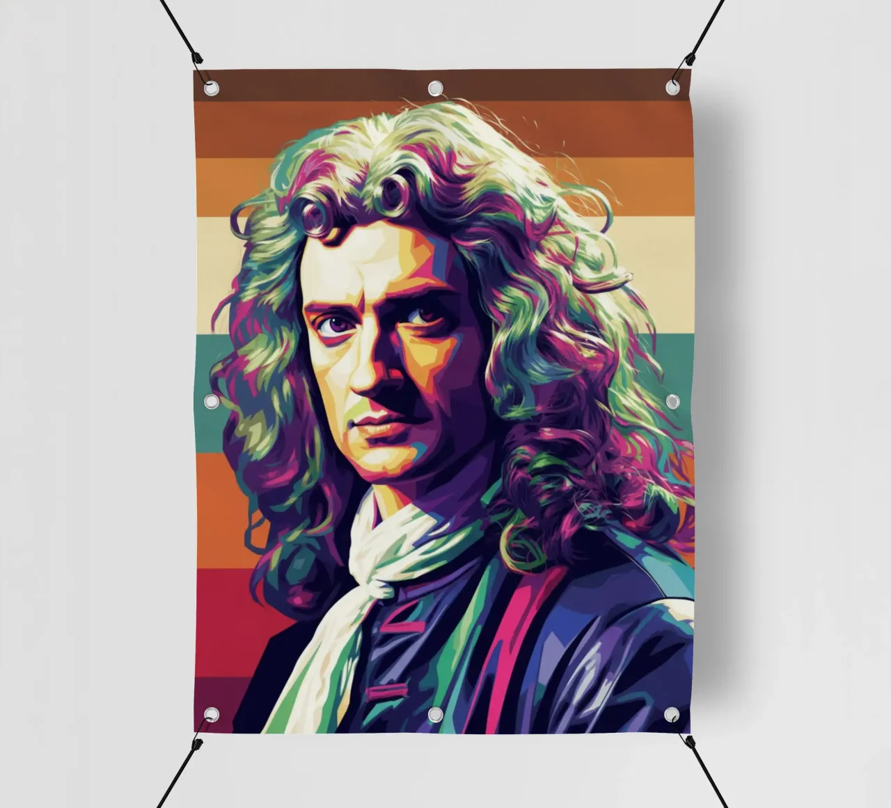 Ritratto pop art di Isaac Newton telo in pvc da Hantamrata