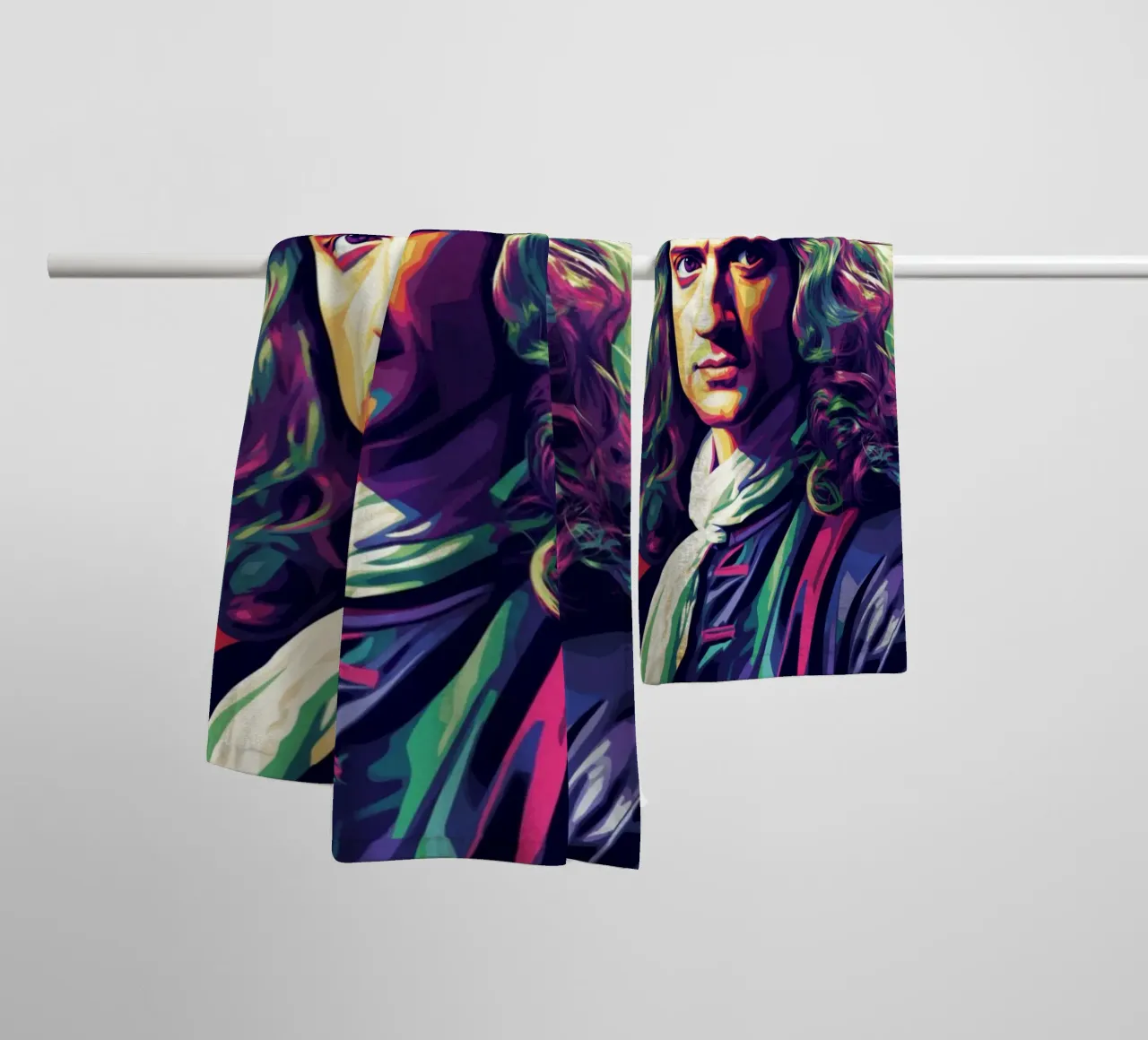 Isaac Newton Pop-Art-Porträt Handtuch von Hantamrata