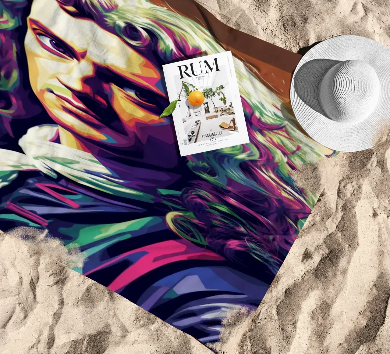 Ritratto pop art di Isaac Newton telo mare da Hantamrata