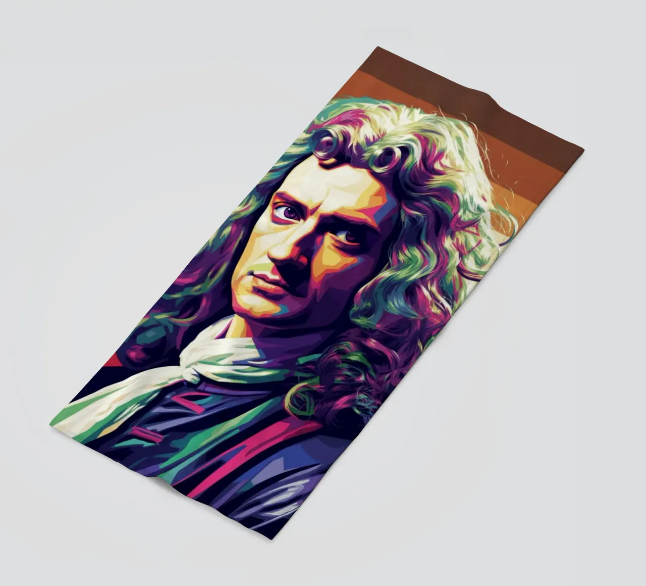 Ritratto pop art di Isaac Newton telo mare da Hantamrata