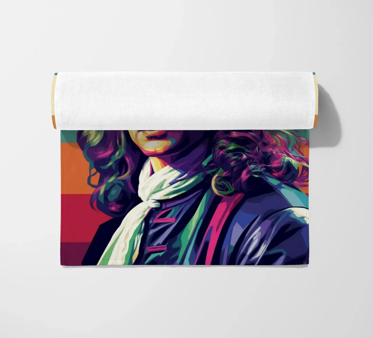 Ritratto pop art di Isaac Newton telo mare da Hantamrata