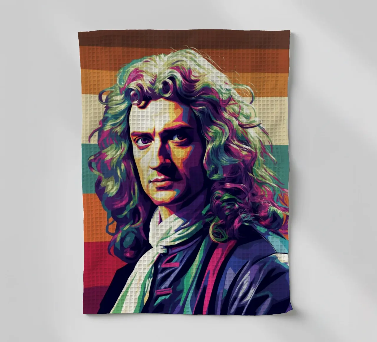 Isaac Newton Pop-Art-Porträt Geschirrtuch von Hantamrata