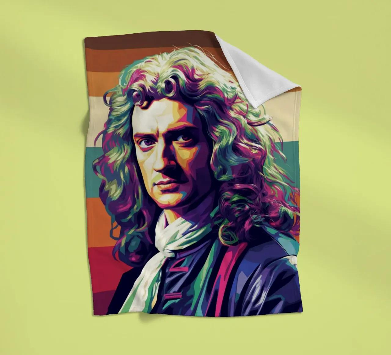Ritratto pop art di Isaac Newton coperta in pile da Hantamrata
