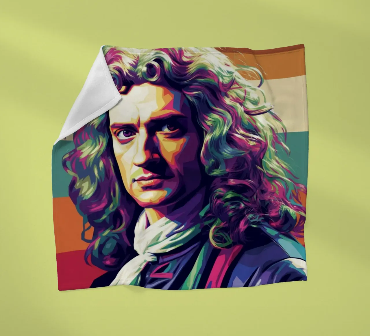 Ritratto pop art di Isaac Newton coperta in pile da Hantamrata