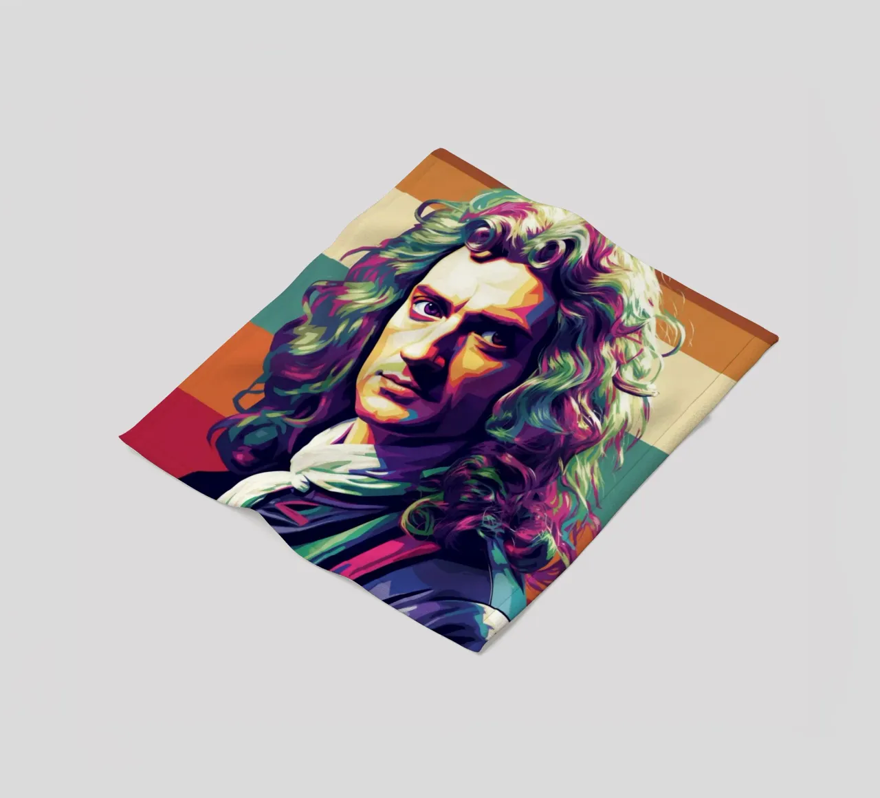 Ritratto pop art di Isaac Newton coperta in pile da Hantamrata