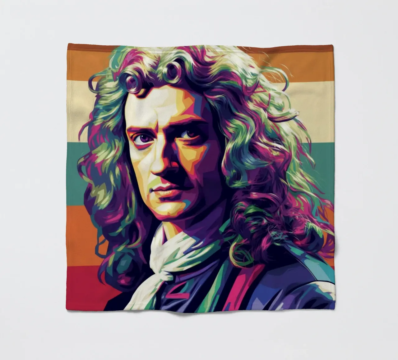 Ritratto pop art di Isaac Newton coperta in pile da Hantamrata