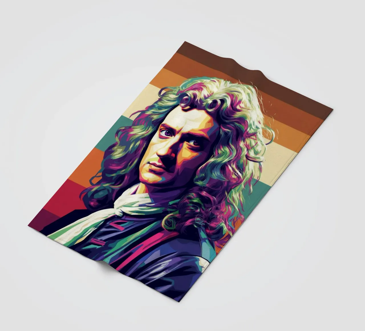 Ritratto pop art di Isaac Newton coperta in pile da Hantamrata