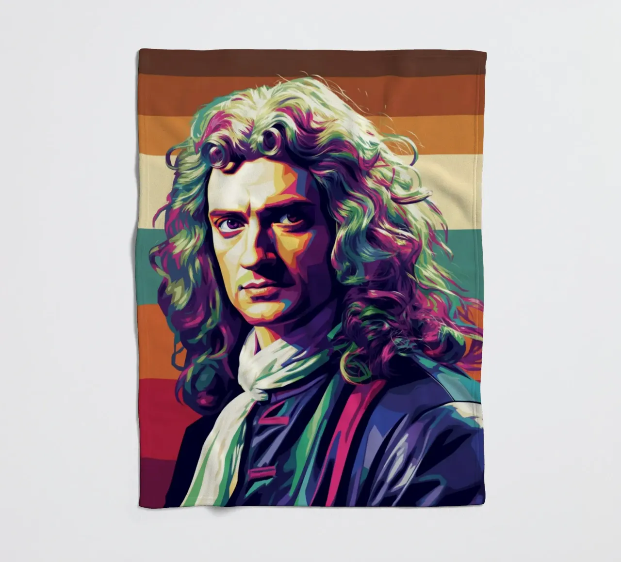 Ritratto pop art di Isaac Newton coperta in pile da Hantamrata