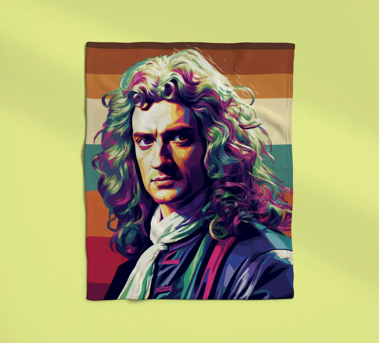 Ritratto pop art di Isaac Newton coperta in pile da Hantamrata