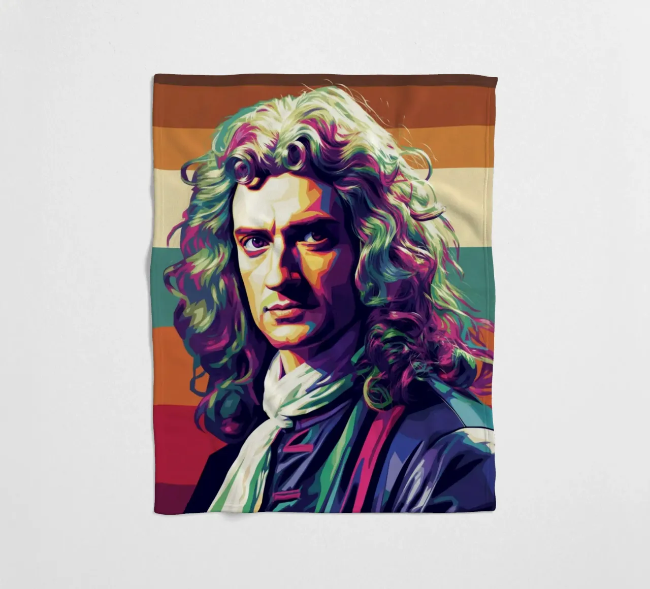 Ritratto pop art di Isaac Newton coperta in pile da Hantamrata