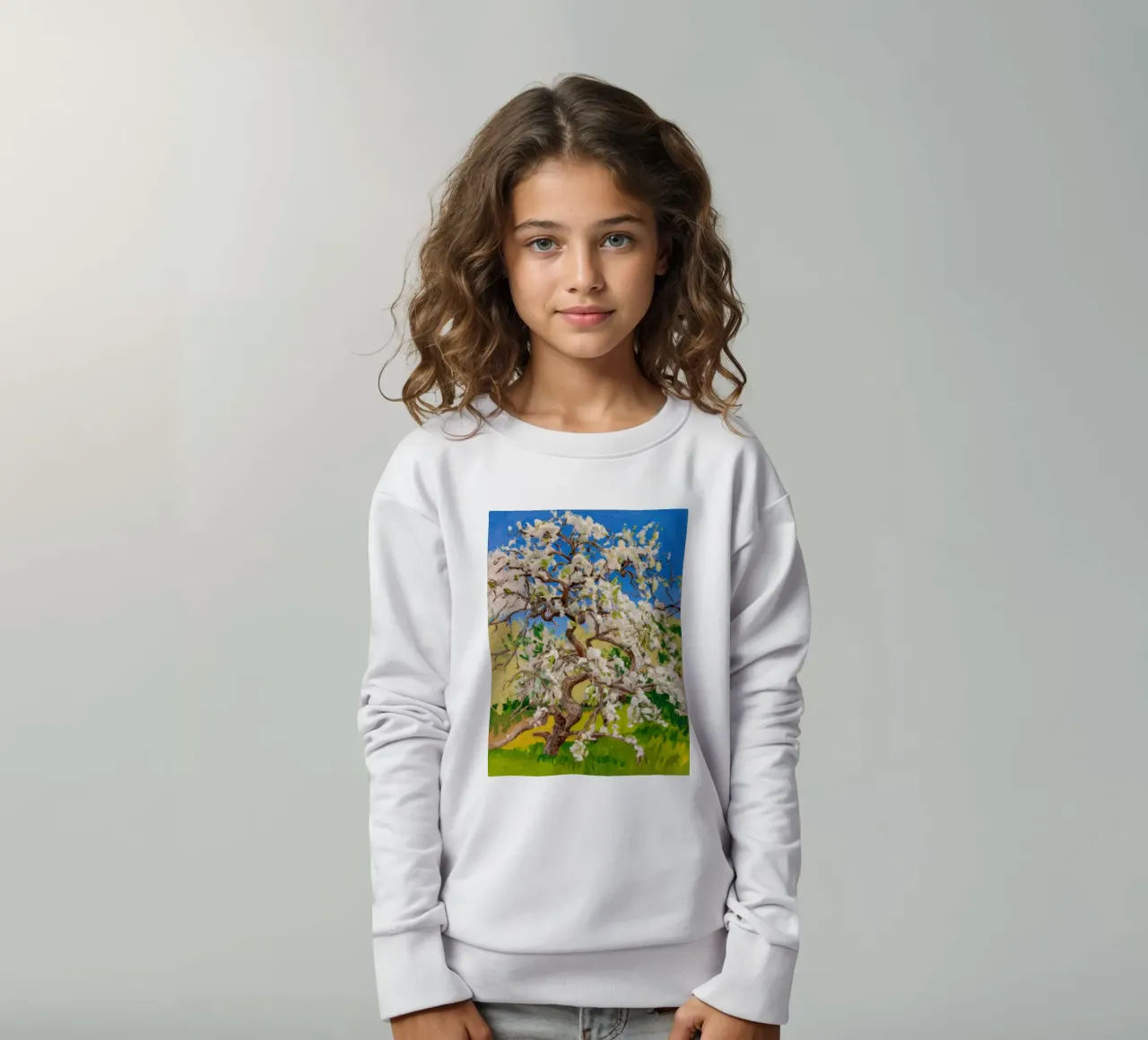 Albero di fiori d'avorio felpa bambino da Angkasa Mist