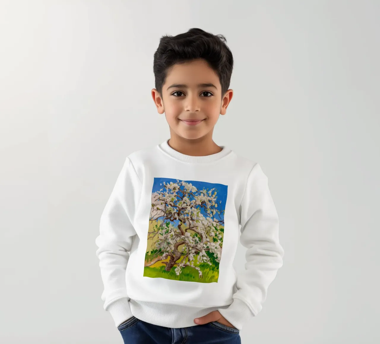 Albero di fiori d'avorio felpa bambino da Angkasa Mist