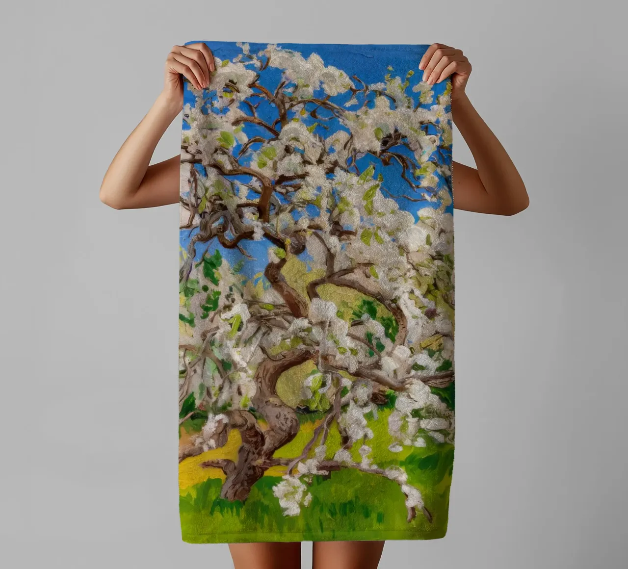 Albero di fiori d'avorio asciugamano da bagno da Angkasa Mist