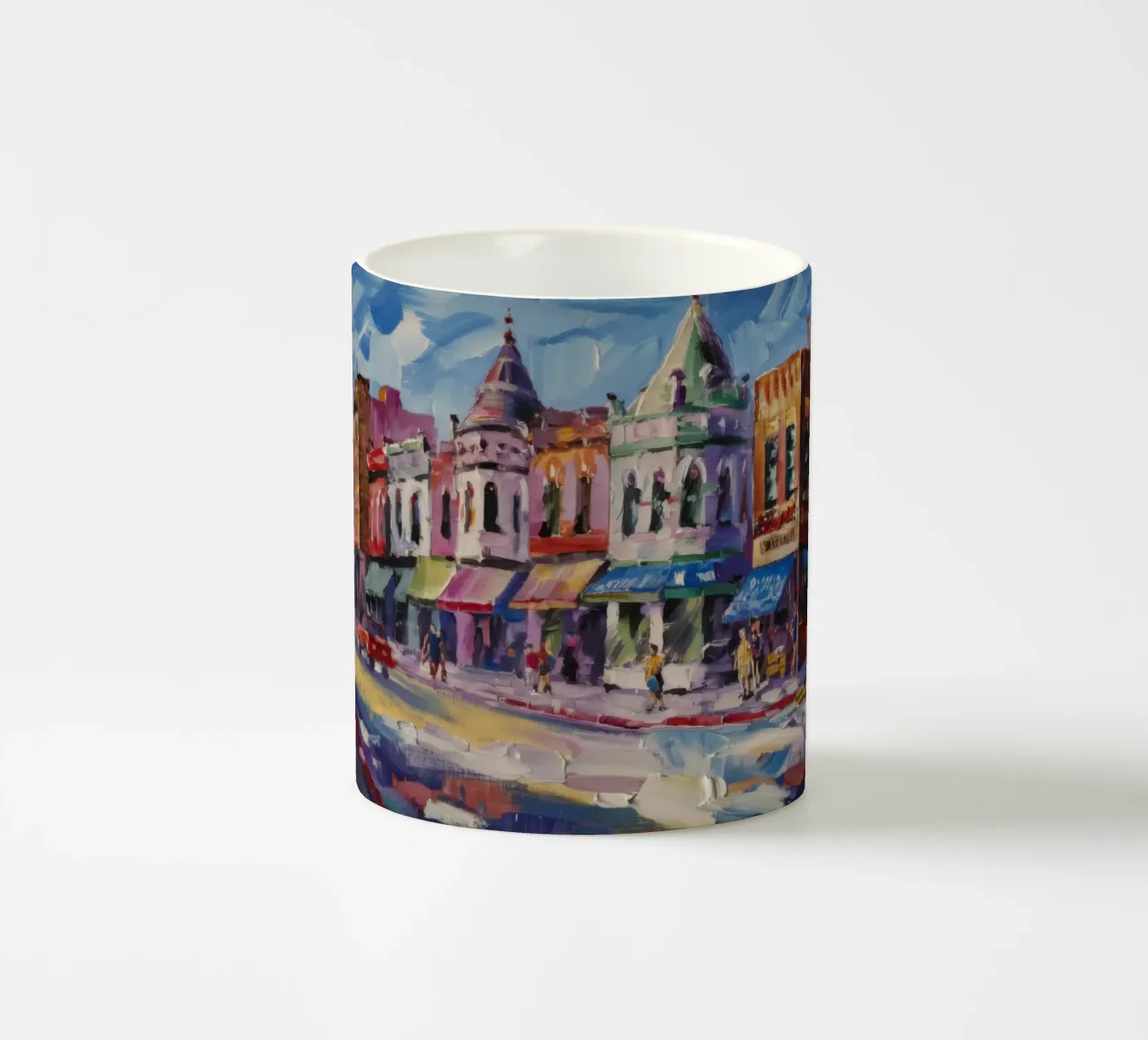 Strada cittadina inondata di sole tazza in ceramica da Angkasa Mist