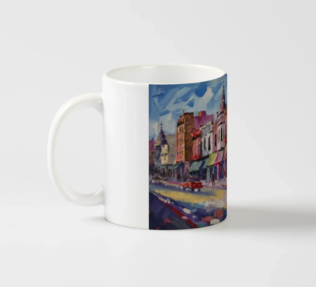 Strada cittadina inondata di sole tazza in ceramica da Angkasa Mist