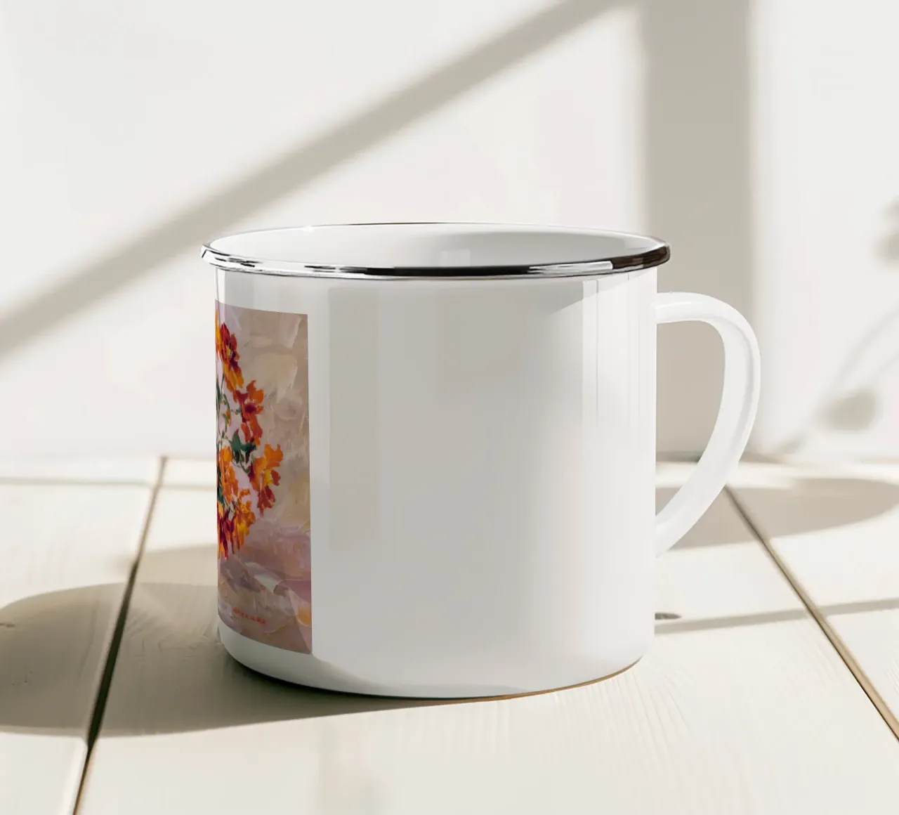 Fioritura arancione Radiosità tazza in smalto da Angkasa Mist