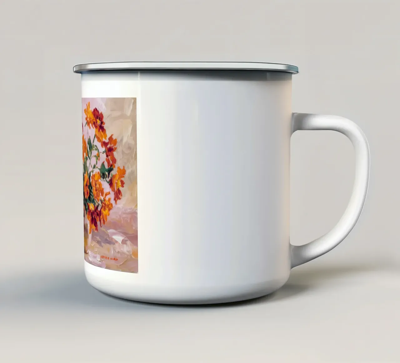 Fioritura arancione Radiosità tazza in smalto da Angkasa Mist