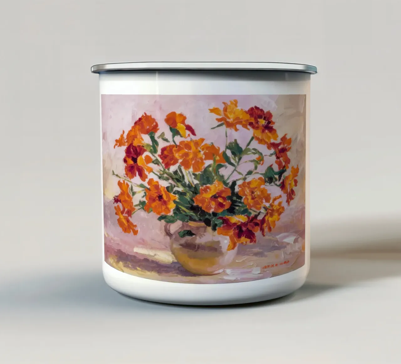 Fioritura arancione Radiosità tazza in smalto da Angkasa Mist