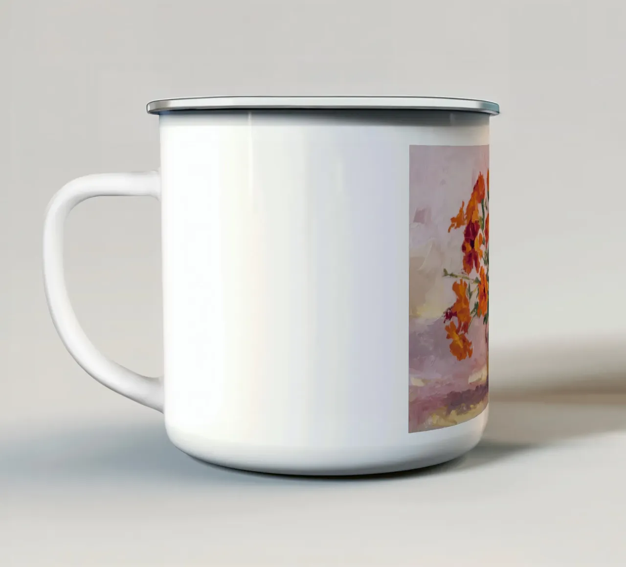 Fioritura arancione Radiosità tazza in smalto da Angkasa Mist