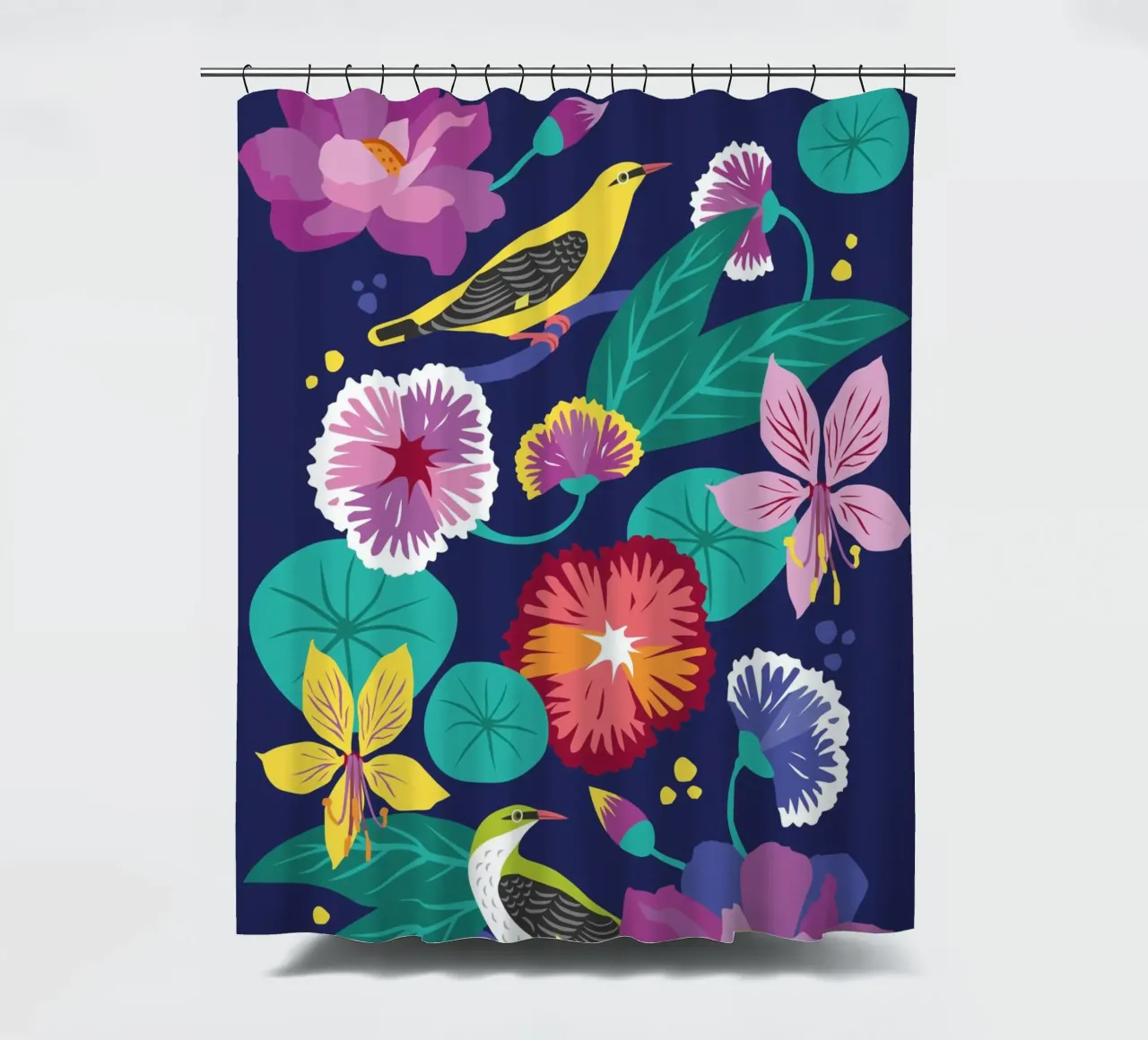 Giungla, fiori e uccelli tenda da doccia da Schuhmann Design
