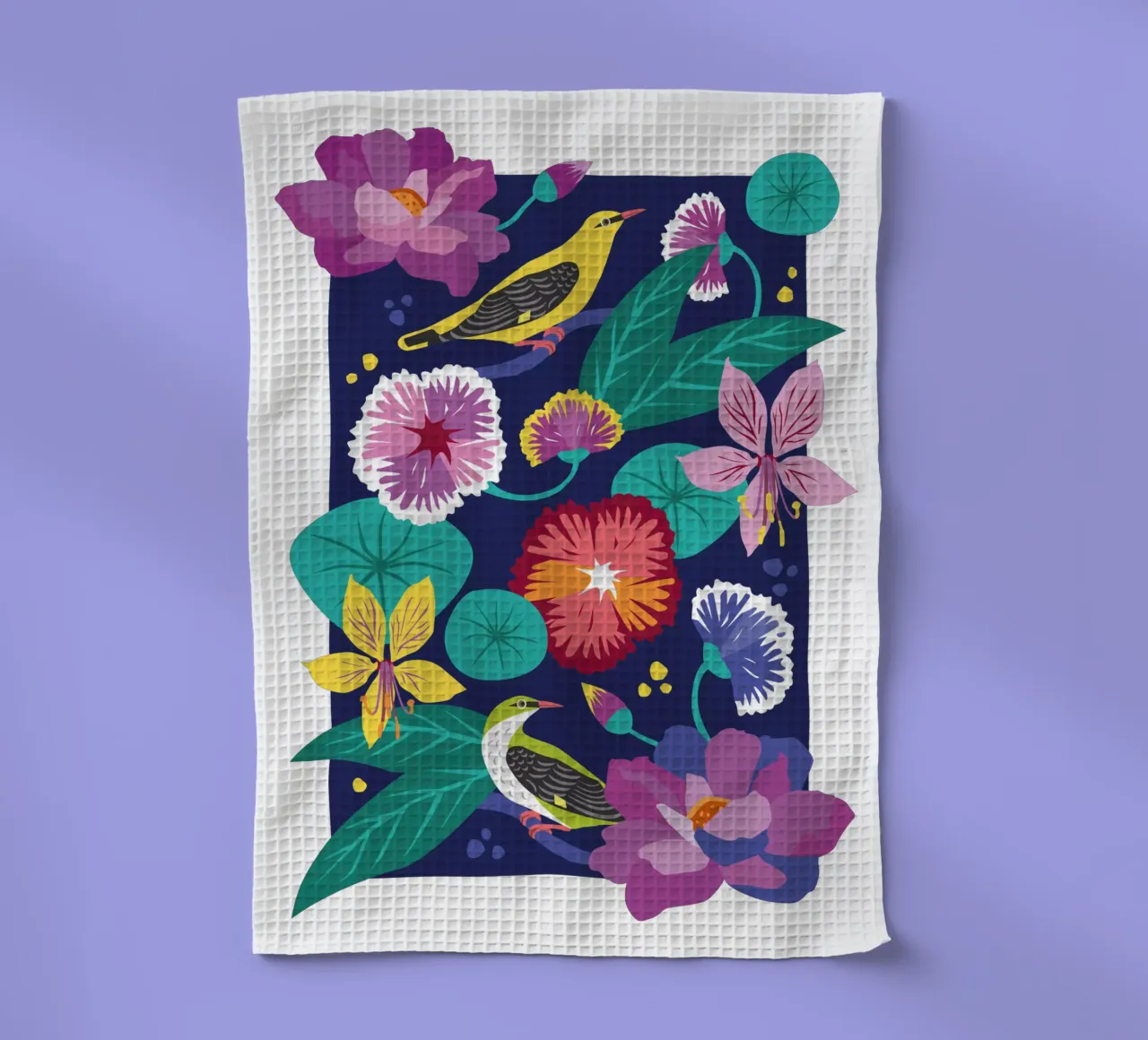 Fiori e uccelli canovaccio da cucina da Schuhmann Design