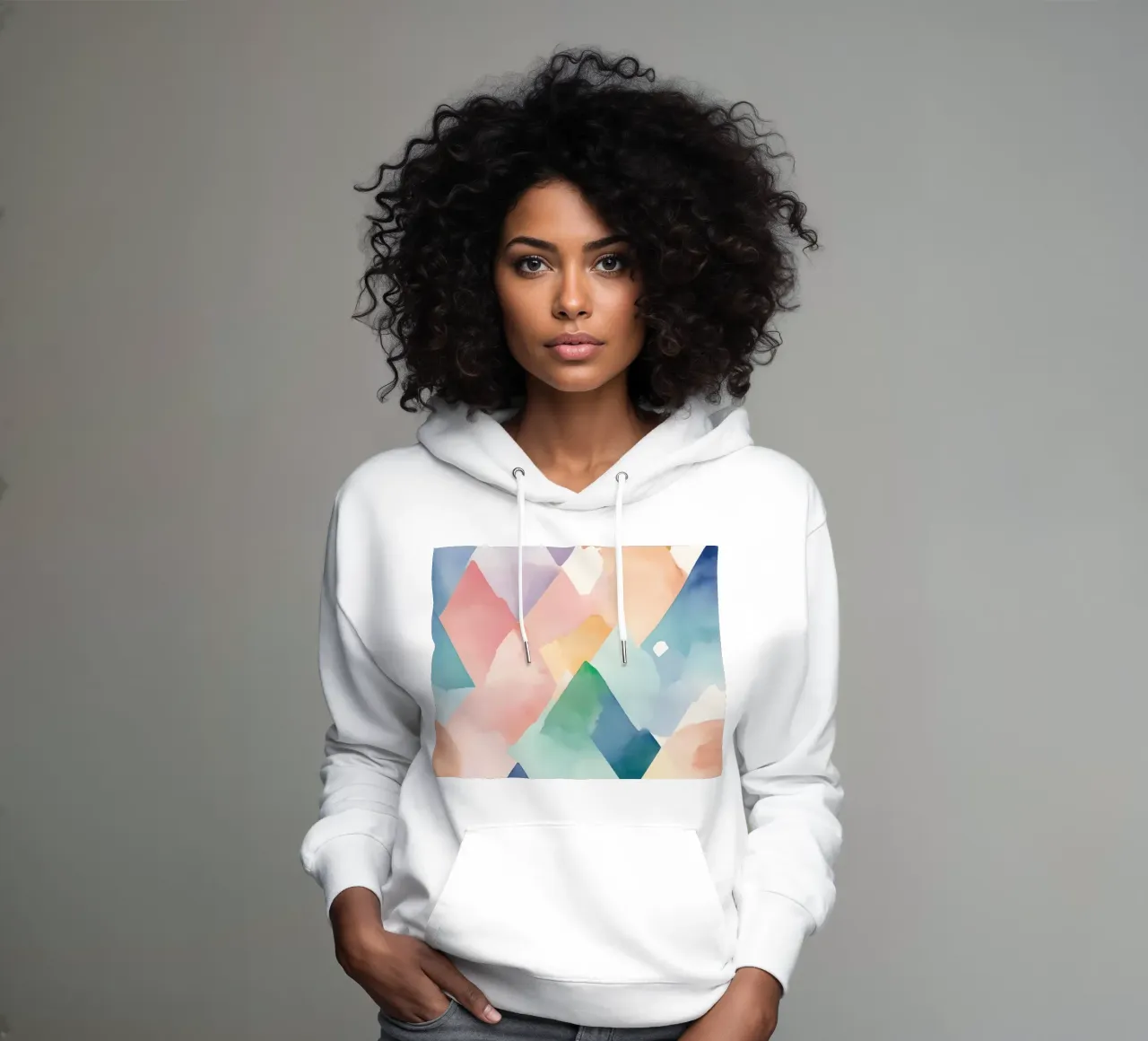Modello di diamante colorato ad acquerello felpa con cappuccio da DesignDoodle