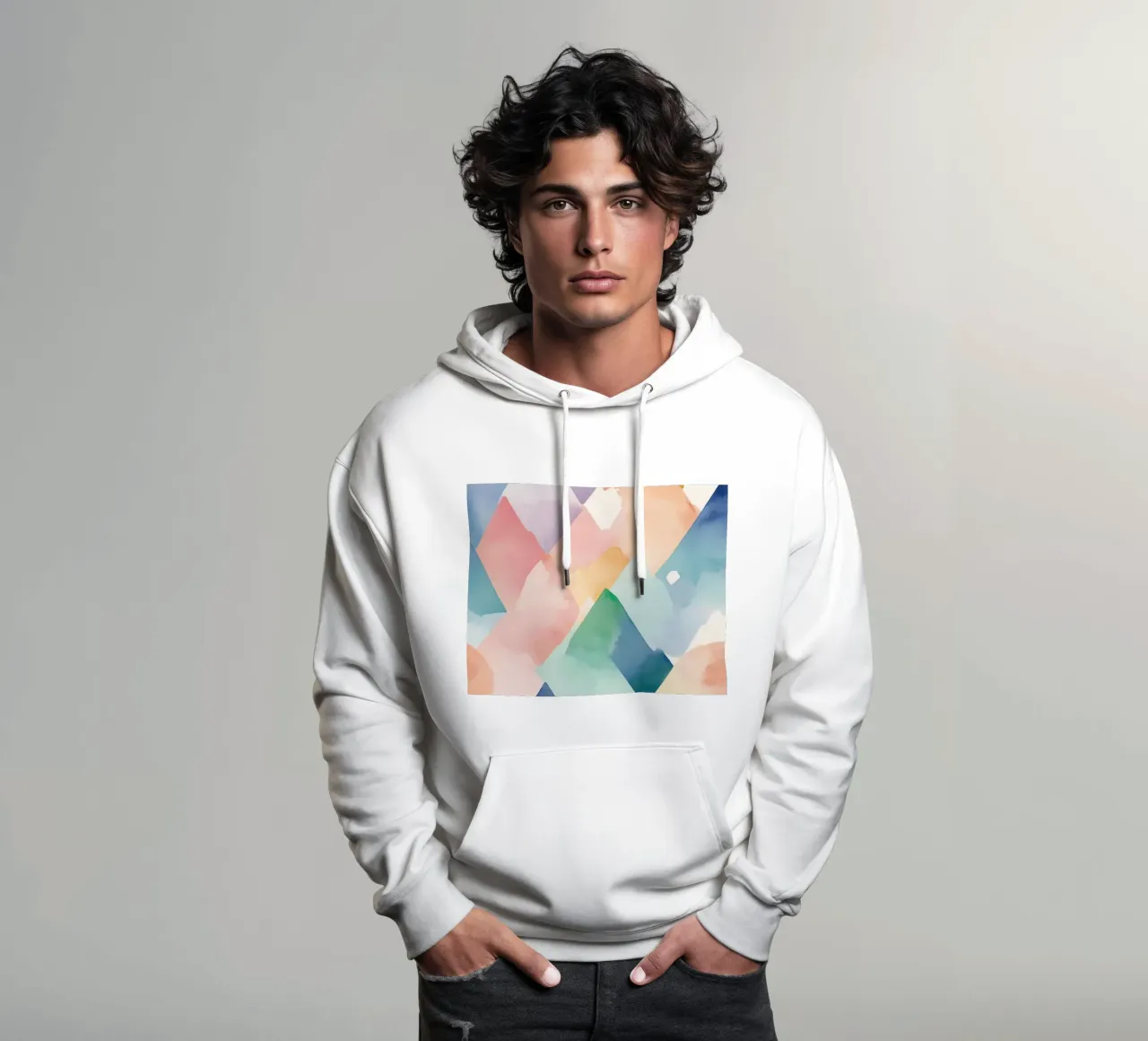 Modello di diamante colorato ad acquerello felpa con cappuccio da DesignDoodle